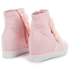 Wedge sneakers med pels lyserød 1