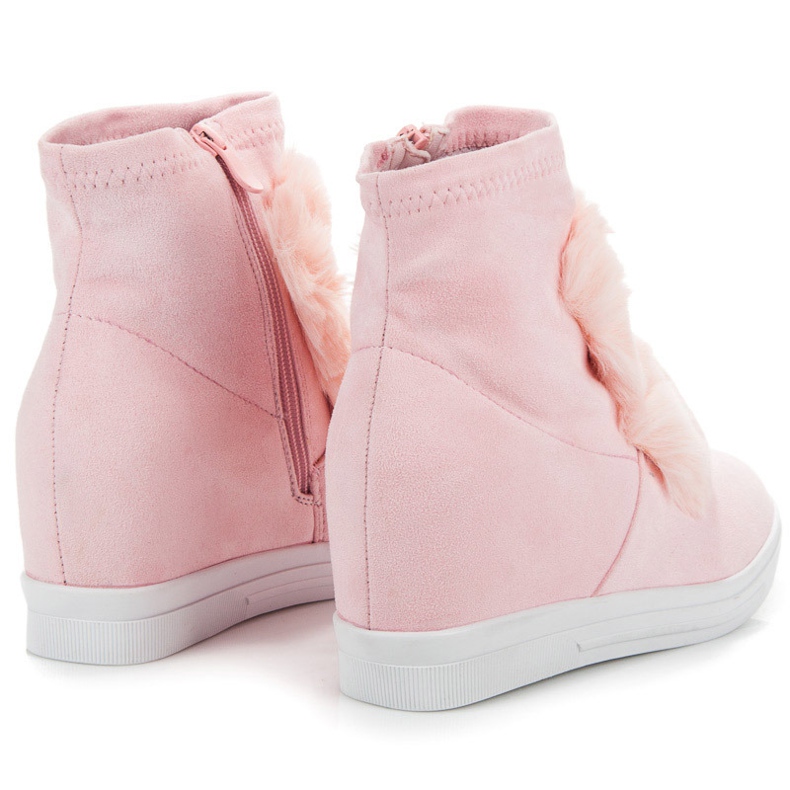 Wedge sneakers med pels lyserød 1