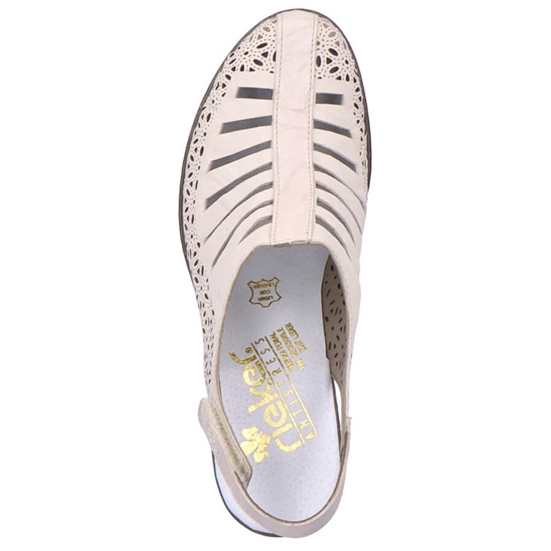 Rieker 40959-60 højhælede sandaler i beige læder 1