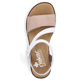 Komfortable damesandaler med velcro Rieker V3660-60 hvid 1