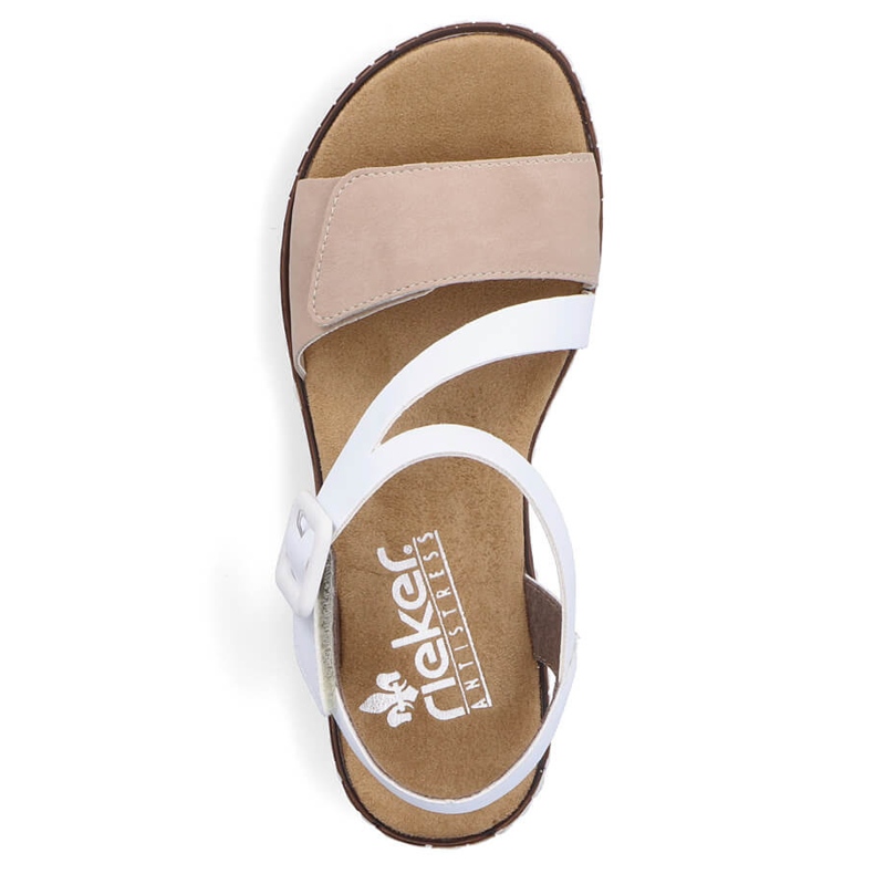 Komfortable damesandaler med velcro Rieker V3660-60 hvid 1