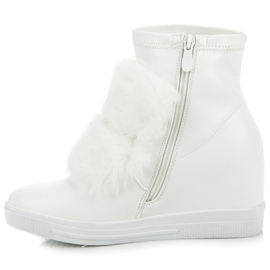 Wedge sneakers med pels hvid 1