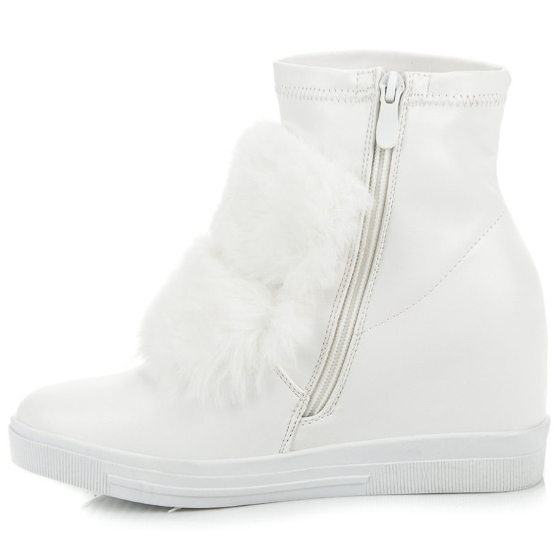Wedge sneakers med pels hvid 1