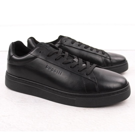 Herre afslappede sorte lædersneakers Bugatti OO153122 1