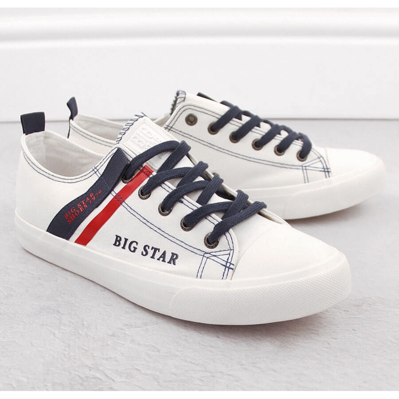 Mænds lav-top tekstilsneakers, hvide Big Star LL174005 1