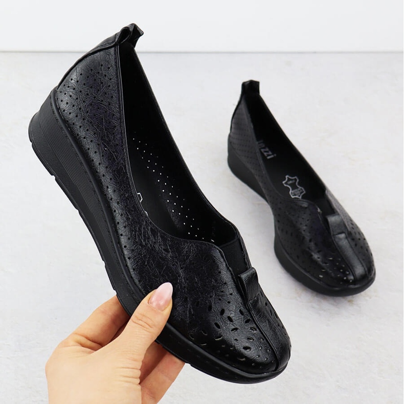 Kvinders sko slip-on openwork sort jezzi rmr1840-13 1