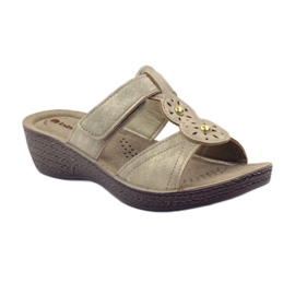 Guld Inblu GL086 velcro hjemmesko brun 1