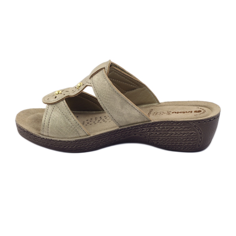 Guld Inblu GL086 velcro hjemmesko brun 2