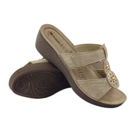 Guld Inblu GL086 velcro hjemmesko brun 3