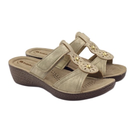 Guld Inblu GL086 velcro hjemmesko brun 4
