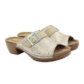 INBLU BL061 sølvbeige hjemmesko med spænde brun grå 4