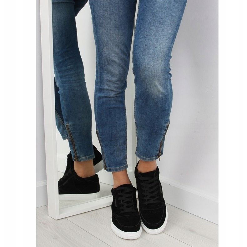 Sort ruskind damesneakers NB171P Sort 1
