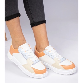 White-Orange Sports Sneakers fra Eco-Leather hvid 1