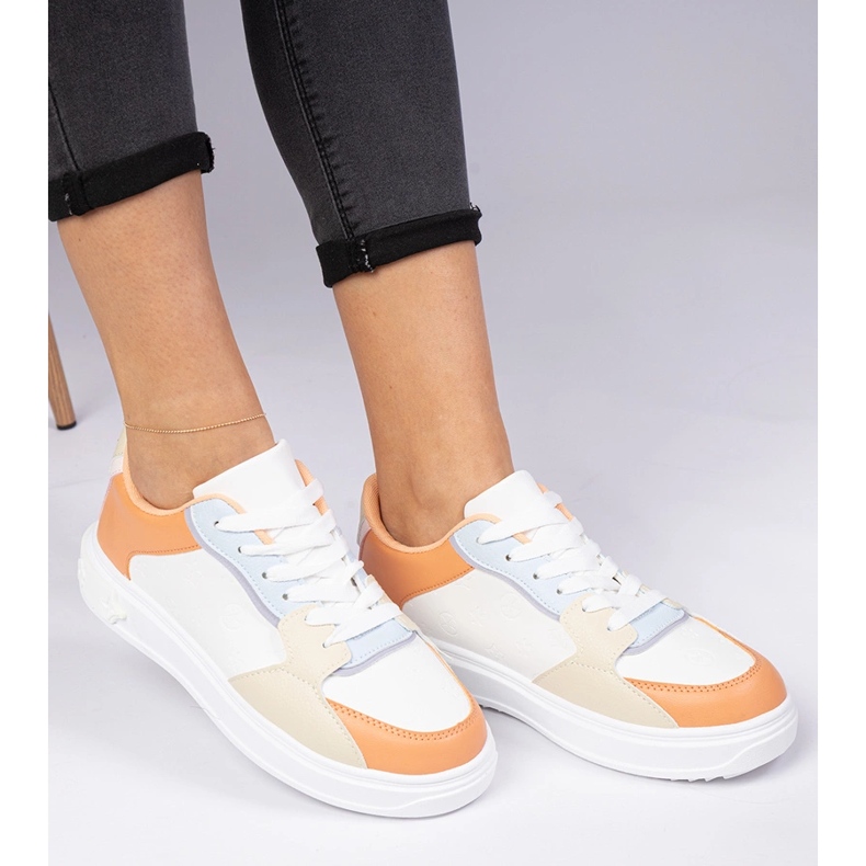 White-Orange Sports Sneakers fra Eco-Leather hvid 1