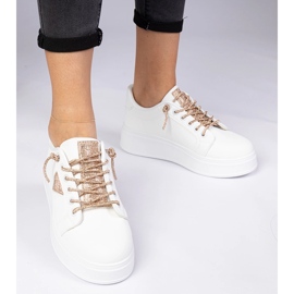 Hvide sneakers sneakers med champagne zirkoner 2