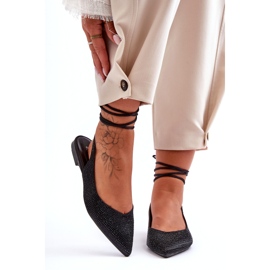 Kvinders ballerinas dekoreret med sorte rhinestones 4