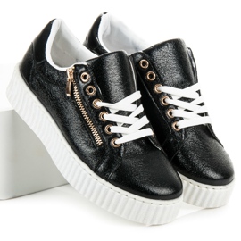 Sneakers med snøre på platformen sort 1