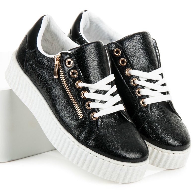 Sneakers med snøre på platformen sort 1