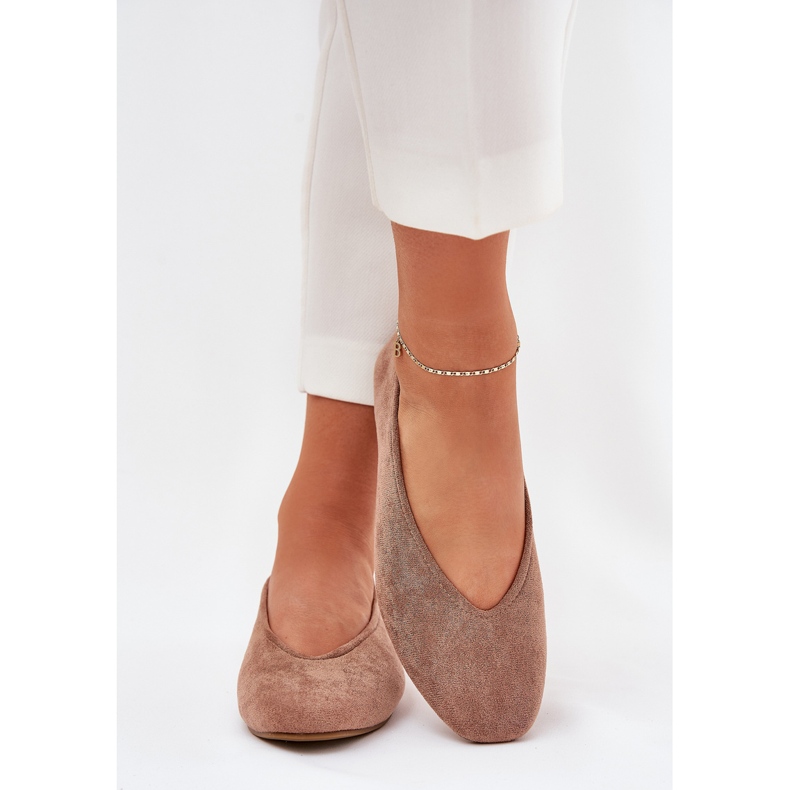 Klassiske ballerinaer med Eco Suede Khaki beige 2
