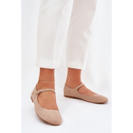 Ballerinas med øko bælte beige 2