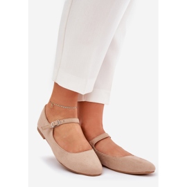 Ballerinas med øko bælte beige 1