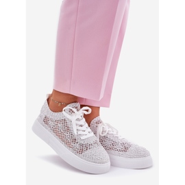 Kvinders flettede sneakers på platformen White hvid 1
