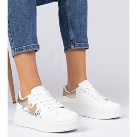Hvide og guld sneakers Women's Sports Sneakers med tryk 1