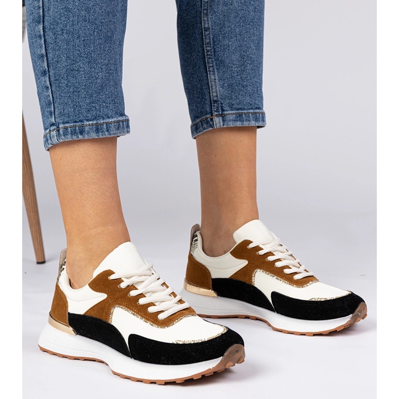 Kvinders hvide og hvide sneakers med glitter 1