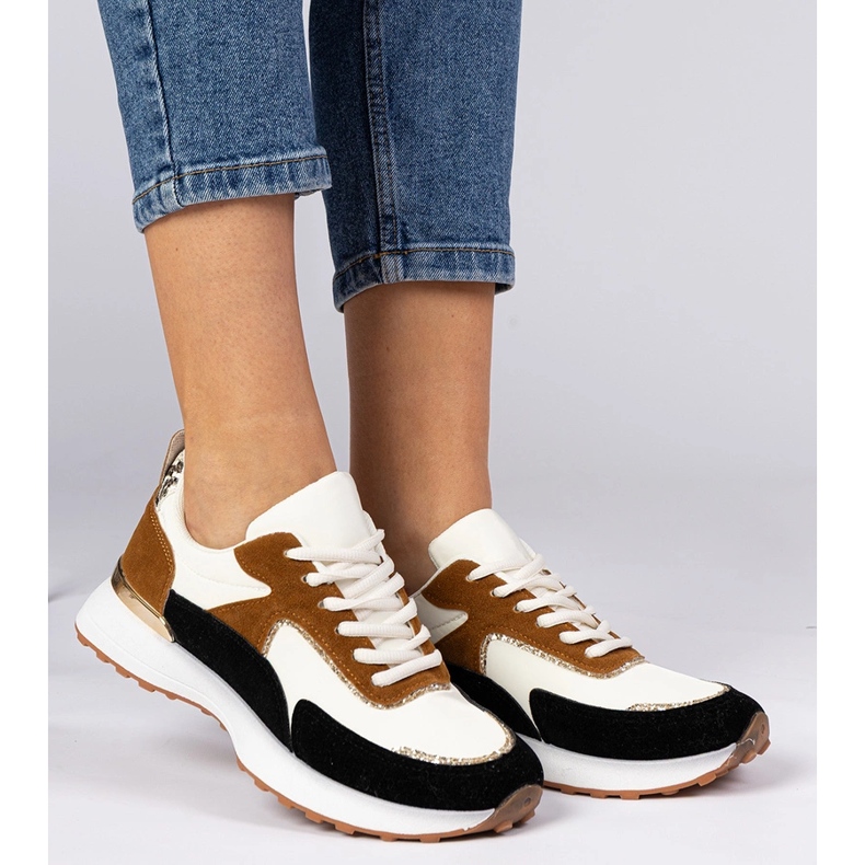 Kvinders hvide og hvide sneakers med glitter 2