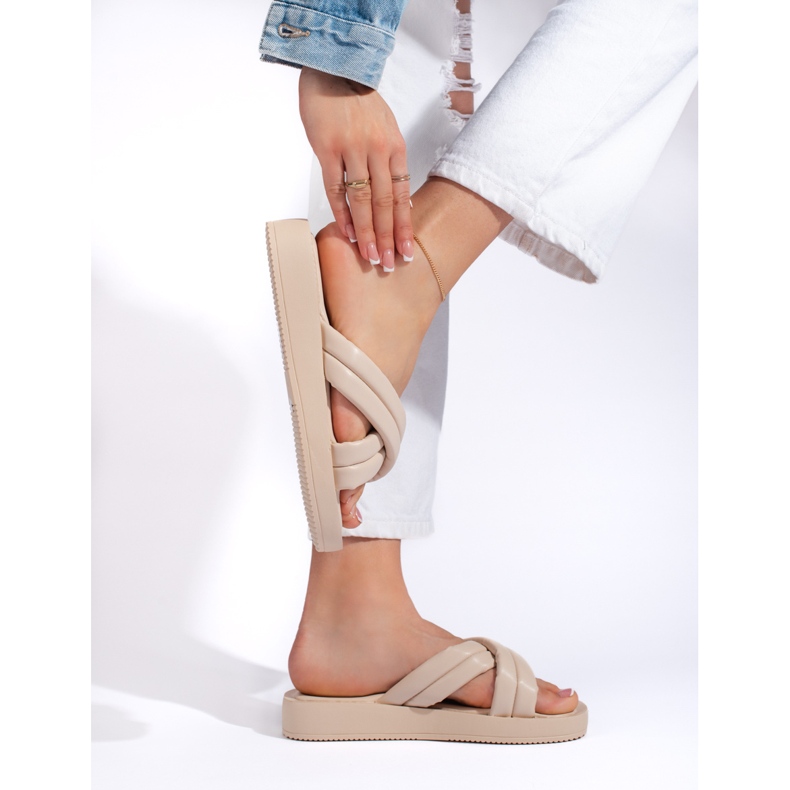 Beige platformsflip-flops til kvinder 2