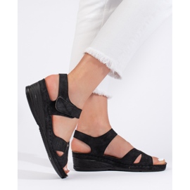 Kvinders sorte velcro-sandaler 2