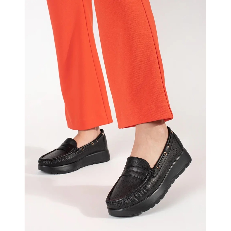 Goodin Stilfulde sorte kvinders loafers 1
