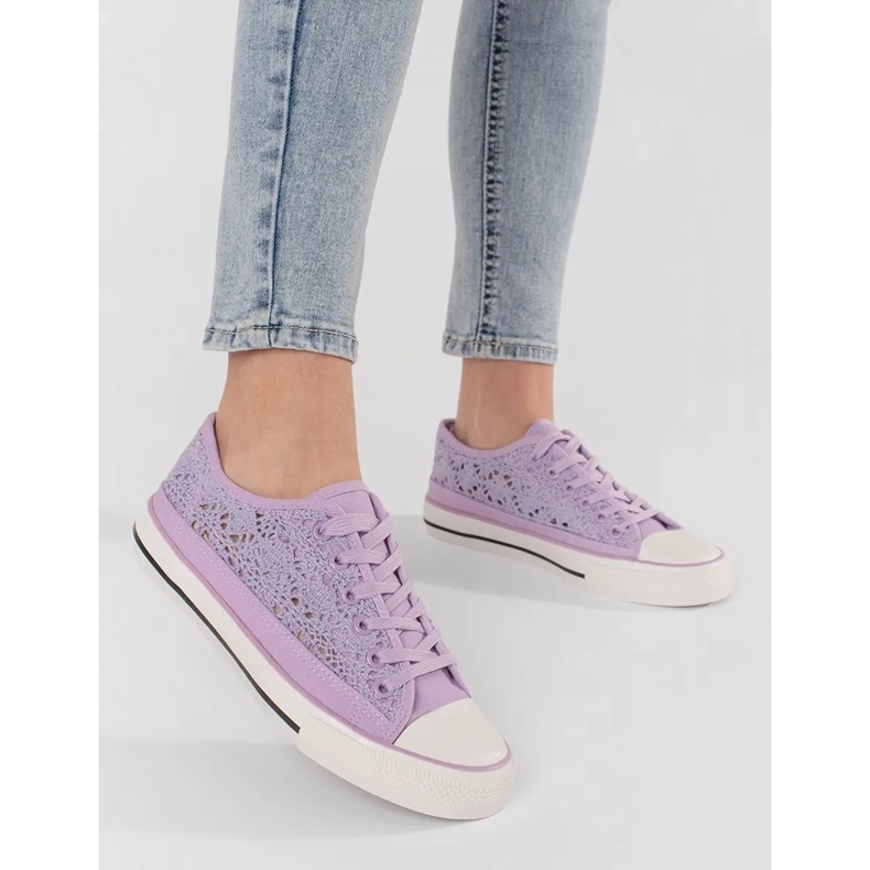 Violet Openwork bundet sneakers lilla 1