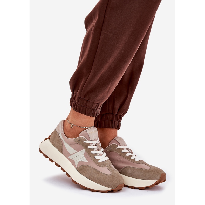 Kvinders ruskindsportsko på Vinceza 66720 beige platform 1
