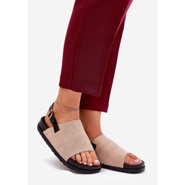 Kvinders sandaler med øko -ruskind på platformen beige 1