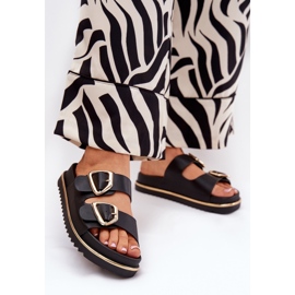 Kvinders flip flops på platformen med gyldne klemmer sort 2