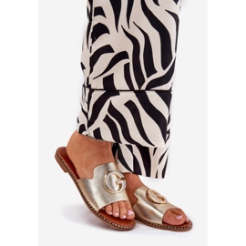 Eco Leather Flat Women's hjemmesko med en dekorativ gylden detalje 1