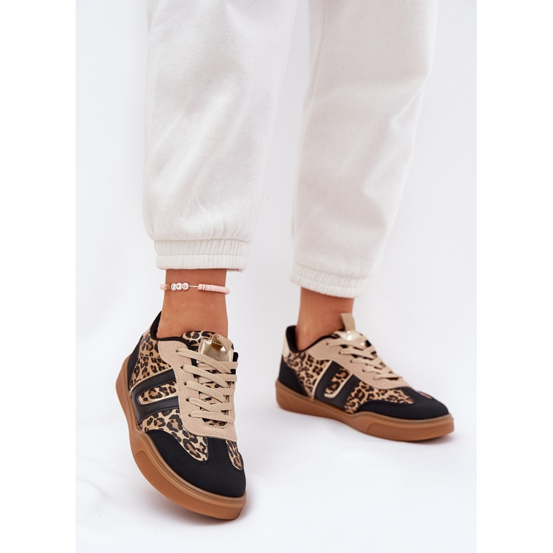 Kvinders sneakers med Eco Leather Leopard Print Black sort 2