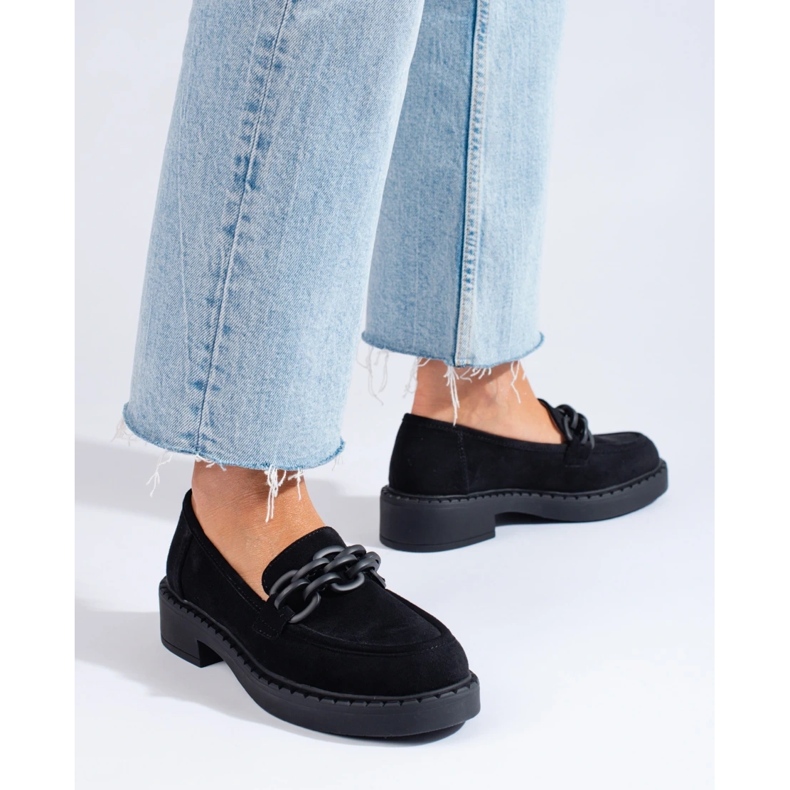 W. Potocki Dame loafers Potocki ruskind sort 2