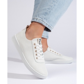 Gennembrudte hvide sneakers til kvinder 2