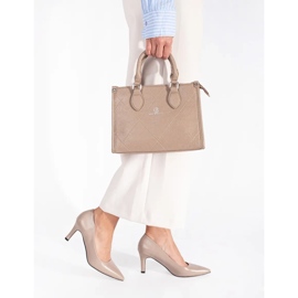 Klassiske, elegante beige højhælede pumps 2