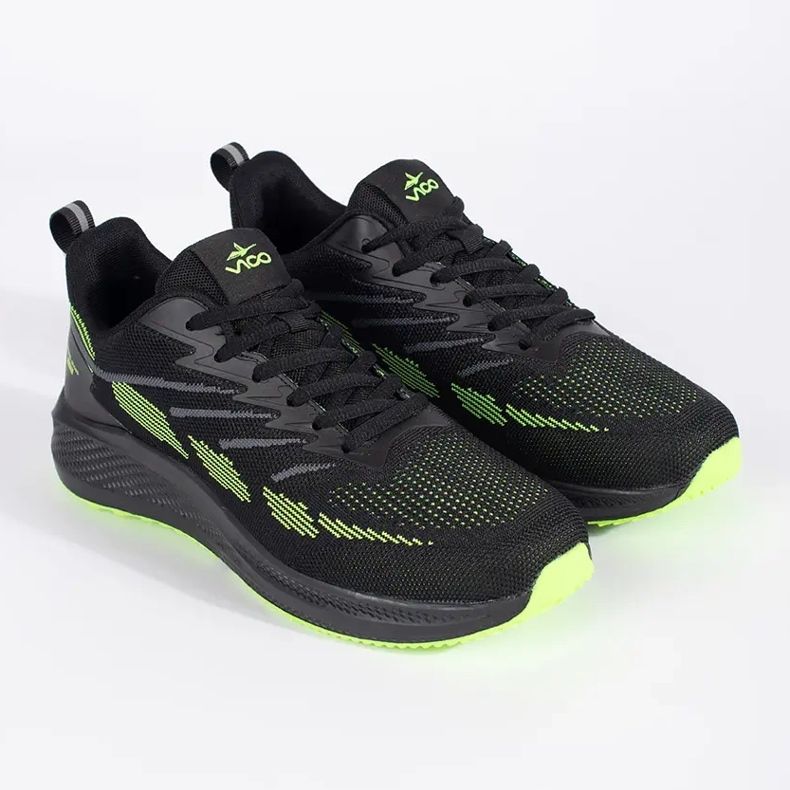 Vico Sorte og grønne sneakers i mesh til mænd 1