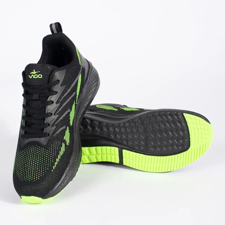 Vico Sorte og grønne sneakers i mesh til mænd 2