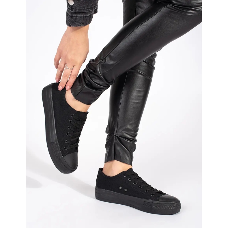 Seastar Sorte klassiske sneakers til kvinder med en platform 1
