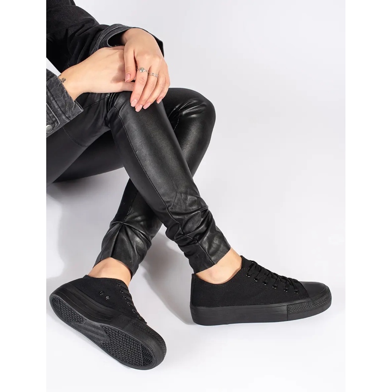 Seastar Sorte klassiske sneakers til kvinder med en platform 2