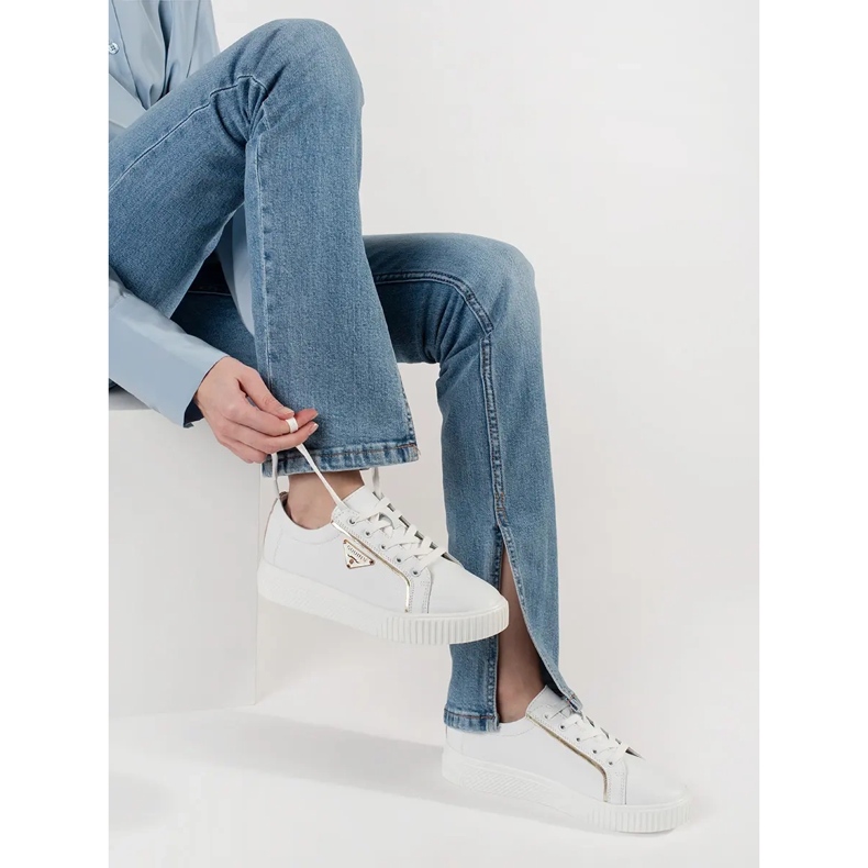 Goodin Læder hvide sneakers på en tyk sål 1