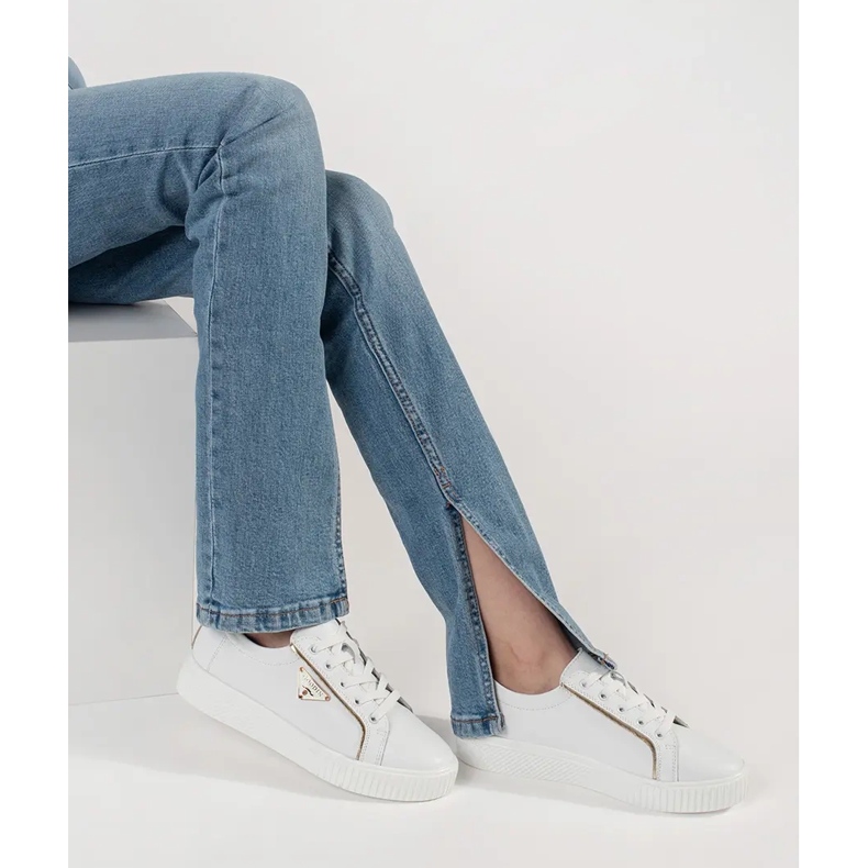 Goodin Læder hvide sneakers på en tyk sål 2
