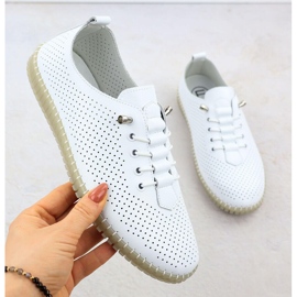 Læder Kvinders Openwork Shoes gled White Filippo DP6140 hvid 2