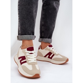 Kvinders sportssko på beige-blå platform 2