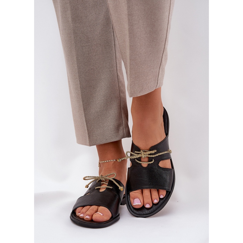 Kvinders læder flip flops zazoo 3022 sort 2